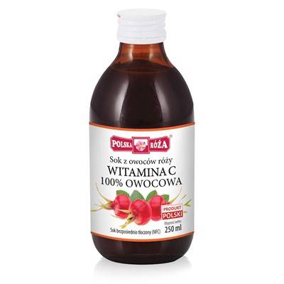 Sok z owoców dzikiej róży Owocowa Witamina C 250 ml - Polska Róża