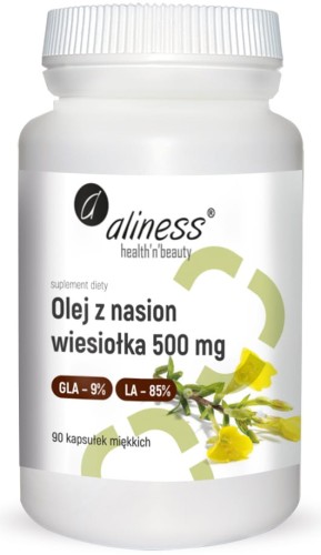 Olej z nasion wiesiołka 9%/85% 500 mg x 90 kapsułek - Aliness
