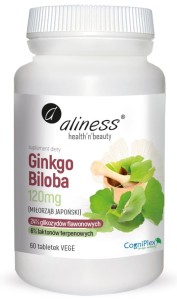 Ginkgo Biloba Miłorząb japoński 120 mg 60 tabletek vege - Aliness