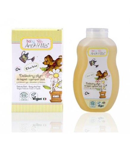 Delikatny płyn do kąpieli i szampon 2 w 1, proteiny ryżu, ekstrakt z hibiskusa 400 ml EKO BIO - Anthyllis baby