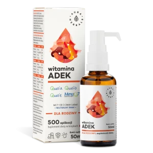 Witamina ADEK (A + D3 + E + K2mk7 ) dla rodziny MCT oil 50 ml - Aura Herbals