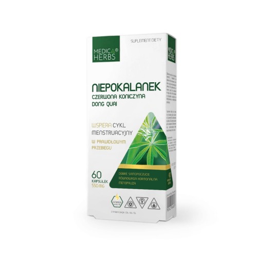 Niepokalanek, Czerwona koniczyna, Dong Quai 550 mg - 60 kapsułek - Medica Herbs