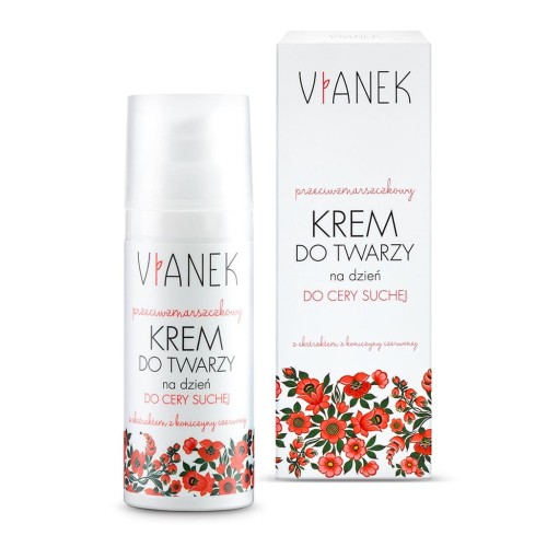 Przeciwzmarszczkowy krem do twarzy na dzień do cery suchej 50 ml - Vianek