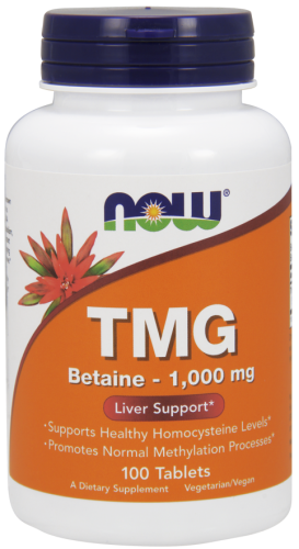TMG (Trimetyloglicyna) Betaine 1000 mg - 100 tabletek - Now