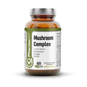 Mushroom Complex soplówka, chaga, kordyceps, reishi 60 kapsułek vege - PharmoVit