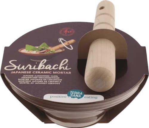 Tradycyjny moździerz japoński Suribachi + tłuczek Surikogi 715 g - Terrasana