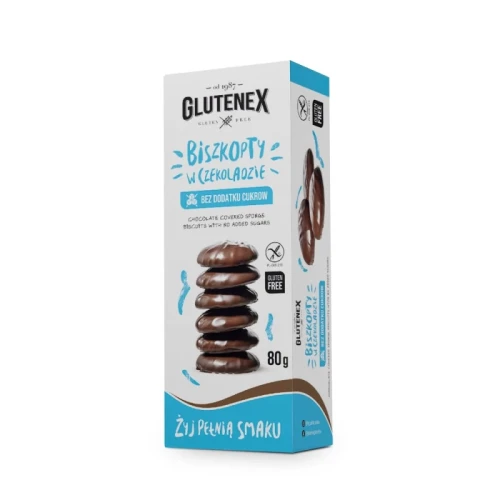 Biszkopty w czekoladzie bez dodatku cukru bezglutenowe 80 g - Glutenex