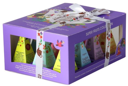 Kolekcja ekologicznych herbat owocowych - 12 piramidek w 6 różnych smakach Super Fruits Collection 24 g - English Tea Shop