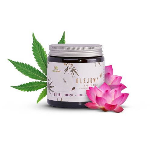 Olejowy mus do ciała konopny z CBD Różowy Lotos 100 ml - Hemp King