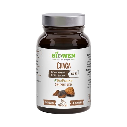 Chaga Błyskoporek podkorowy ekstrakt 400 mg 90 kapsułek - Biowen