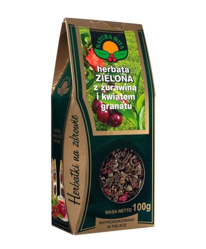 Herbata zielona z żurawiną i kwiatem granatu 100 g - Natura Wita
