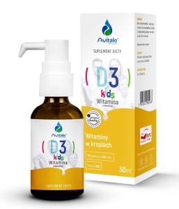 Witamina D3 KIDS 400 IU z lanoliny krople 30 ml - Avitale