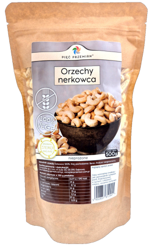 Orzechy nerkowca bezglutenowe 500 g - Pięć Przemian