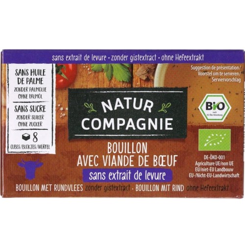 Bulion kostki wołowe bez dodatku cukrów i drożdży BIO 80 g - Natur Compagnie