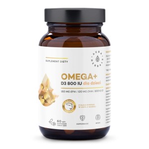 Omega + Witamina D3 800 IU dla dzieci 60 kapsułek twist-off - Aura Herbals