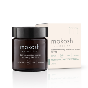 Szerokopasmowy booster do twarzy SPF 50+ HEV/IR UVA UVB PA++++ Aloes 30 ml - Mokosh