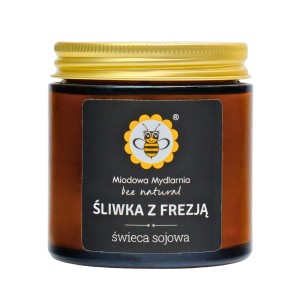 Śliwka z Frezją świeca z wosku sojowego 120 ml - Miodowa Mydlarnia