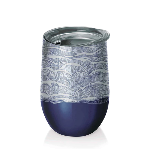 Kubek ze stali nierdzewnej z pokrywką By The Sea 420 ml - Chic-mic