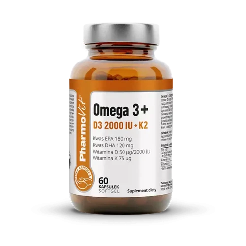 Omega 3 + D3 2000 IU + K2 60 kapsułek vege - PharmoVit
