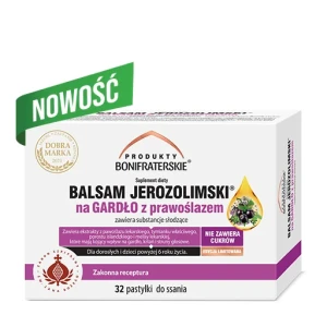 Balsam Jerozolimski na gardło z prawoślazem 32 pastylki - Produkty Bonifraterskie