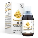 Omega-3 370 mg DHA  + D3 2000 IU + K2 płyn 200 ml - Aura Herbals