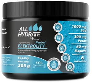 ALLHydrate Elektrolity Neutral smak neutralny proszek 205 g 50 porcji - Aliness