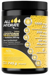ALLHydrate Izotonik Sport Lemon + Kofeina 200 mg proszek 745 g 50 porcji - Aliness