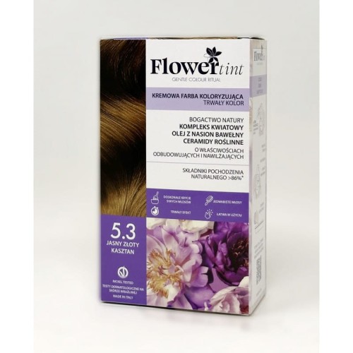 Trwała farba do włosów 5.03 jasny złoty kasztan - FlowerTint