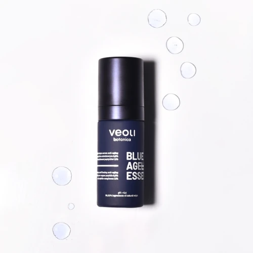 Wypełniająco-ujędrniające serum anti-aging z czystym peptydem miedziowym 0,5% i kompleksami peptydów 11% Blue Ageless Essence 30 ml - Veoli Botanica