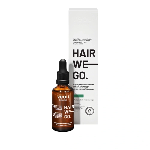 Stymulująco - wzmacniająca wcierka wodna do skalpu z 3% Baicapil™ i 2% Sangmodanem Hair We Go 50 ml - Veoli Botanica
