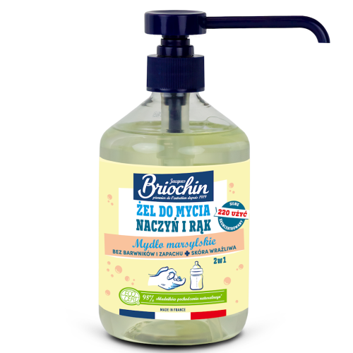 Żel do mycia naczyń i rąk na bazie mydła marsylskiego 2w1 500 ml - Briochin