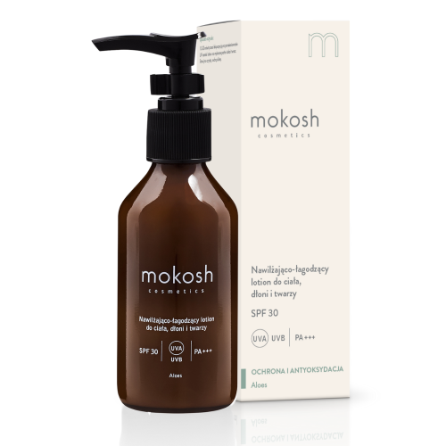 Nawilżająco - łagodzący lotion do ciała, dłoni i twarzy SPF 30 UVA UVB PA+++ Aloes 100 ml - Mokosh
