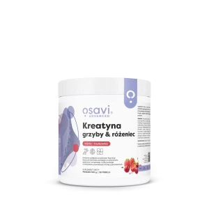 Kreatyna, grzyby & różeniec smak wiśnia z truskawką proszek 300 g - Osavi