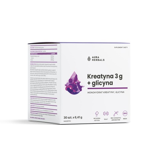 Kreatyna 3 g monohydrat + glicyna  saszetki 30 szt. - Aura Herbals