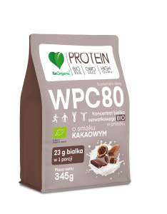 WPC 80 Koncentrat białka serwatkowego BIO w proszku Kakao 345 g - BeOrganic