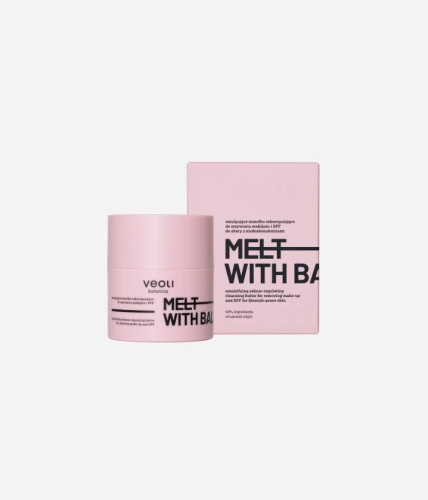 Emulgujące masełko seboregulujące do zmywania makijażu i SPF do skóry z niedoskonałościami Melt with Balance 40 g - Veoli Botanica