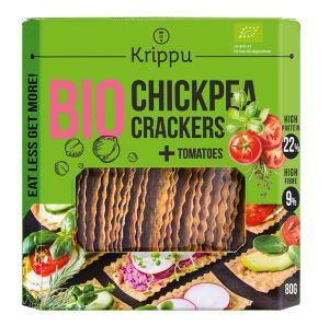 Krakersy proteinowe z ciecierzycy z pomidorem BIO 80 g - Krippu