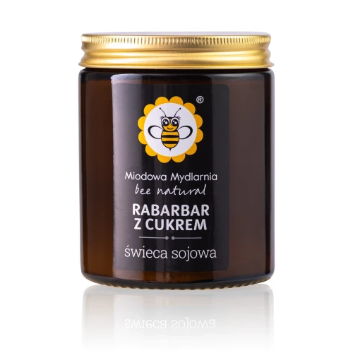 Rabarbar z Cukrem świeca z wosku sojowego 180 ml - Miodowa Mydlarnia