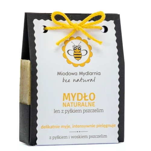 Mydło naturalne Len z Pyłkiem Pszczelim 95 g - Miodowa Mydlarnia