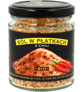 Sól himalajska w płatkach z chili BIO bezglutenowa 85 g - Pięć Przemian 