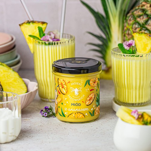 Miód z ananasem 430 g - Pasieki Rodziny Sadowskich