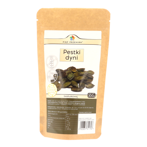 Pestki dyni bezłuskowe bezglutenowe 300 g - Pięć Przemian
