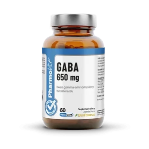 PRZECENA! (krótki termin) GABA kwas gamma-aminomasłowy 650 mg 60 kapsułek - PharmoVit