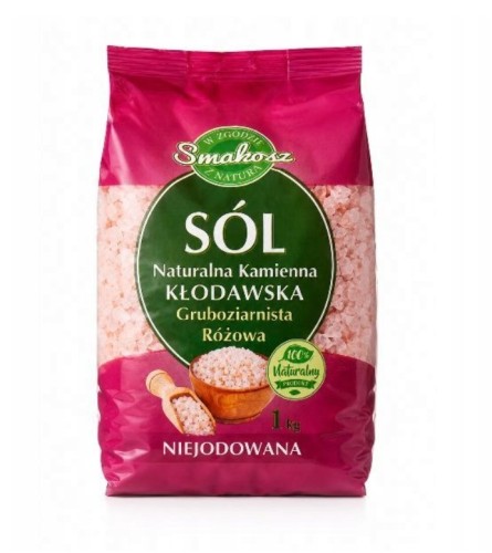 Sól kamienna "Kłodawa" gruboziarnista różowa 1 kg - Smakosz