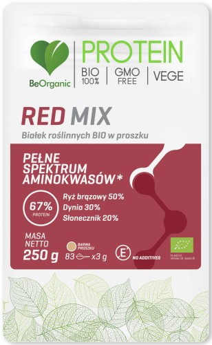 Red Mix białek roślinnych BIO w proszku 250 g - BeOrganic