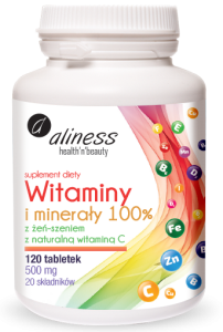 Witaminy i minerały z żeń-szeniem i naturalną witaminą C 120 tabletek - Aliness
