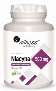 Niacyna (witamina B3) amid kwasu nikotynowego 500 mg 100 kapsułek vege - Aliness