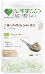 Ashwagandha BIO Superfood w proszku 200 g - BeOrganic