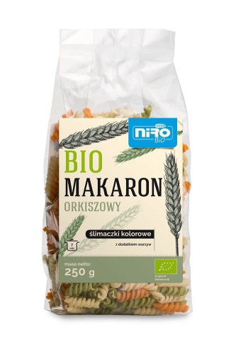Makaron orkiszowy trójkolorowy ślimaczki BIO 250 g - Niro