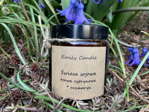 Naturalna świeca sojowa Trawa Cytrynowa i Rozmaryn 120 ml - Emily Candle